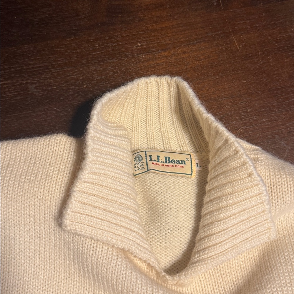 L.L. Bean Ivory Knit Pullover - Picture 2 of 12
